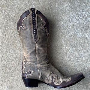 (Gianni Bini) Leather Embellish cowboy boots